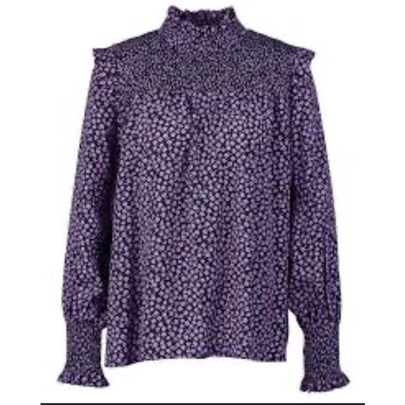 Barbour Purple and Black Floral Top - 14 - Picture 1 of 6
